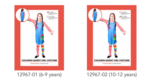 Children Quirky Girl Costume 10-12 Years