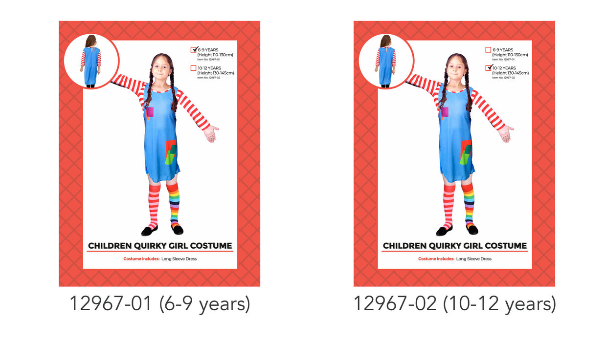 Children Quirky Girl Costume 10-12 Years