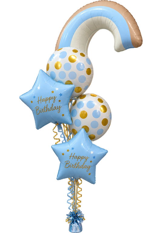Blue Rainbow Happy Birthday Foil Balloon Set 5pcs