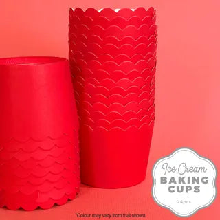 Cake Craft Ice Cream Red Baking Cup 24 Pack
