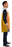 Side view of adult beer pint costume worn over black clothing, showing the golden yellow side panel.