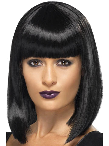 R'n'B Star Wig, Black, Short, Blunt Cut Bob with Fringe