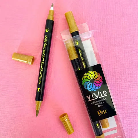 Vivid Edible Metallic Markers Rose Gold 3 Pk