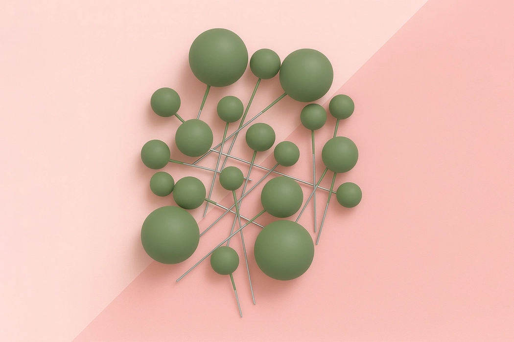Sage Green Matte Ball Toppers 20Pcs