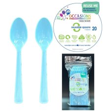 Plastic Spoon 20 Pack - Light Blue