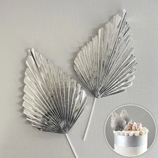 Metallic Silver Deco Fan Topper 2 Piece Set