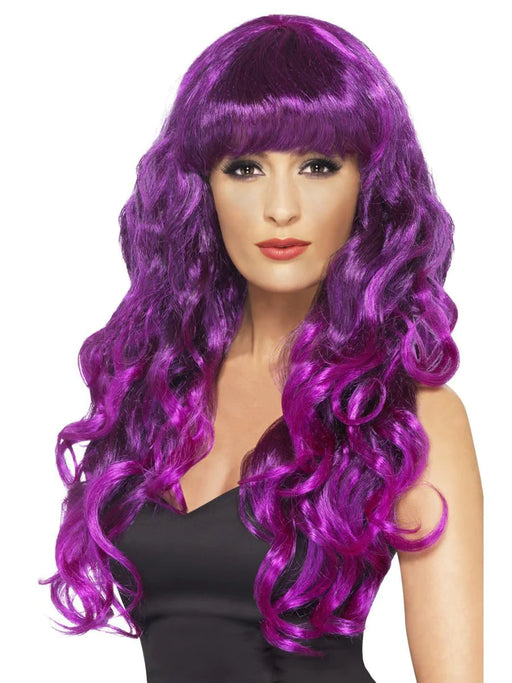 Purple Siren Wig, long with Fringe