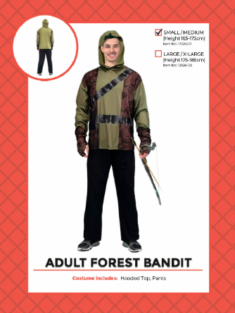 Adult Forest Bandit Costume - Small/Medium
