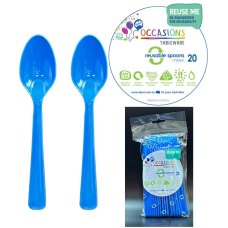 Plastic Spoon 20 Pack - Royal Blue