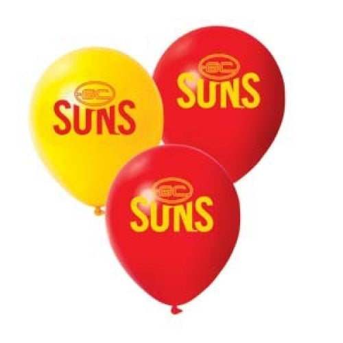Gold Coast Suns 30cm Latex Balloon Uninflated Each