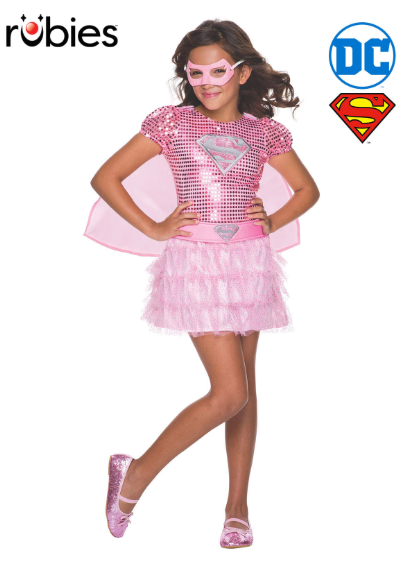 Children's Supergirl Pink Sequin Costume 3-4 Years