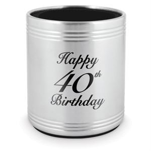 Stubby Holder Happy 40th Stainless Steel
