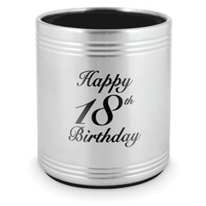 STAINLESS STEEL STUBBY HOLDER - HAPPY 18TH BIRTHDAY