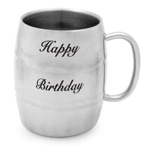 STAINLESS STEEL TANKARD 400ML - HAPPY BIRTHDAY