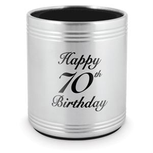 STAINLESS STEEL STUBBY HOLDER - HAPPY 70TH BIRTHDAY