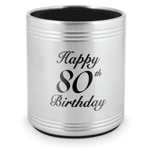 STAINLESS STEEL STUBBY HOLDER - HAPPY 80TH BIRTHDAY