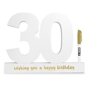 30th Signature Block White With Gold Writing