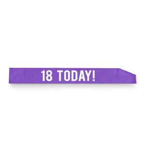 18 Today Purple Sash With White Writing