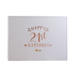 21st Birthday Guest Book White With Rose Gold Text