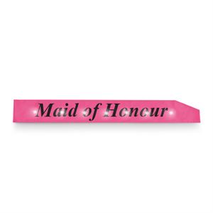 Flashing Maid Of Honour Sash Pink With Black Text