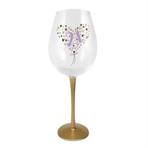 21 Purple/Gold Heart Wine Champagne Glass 430ml