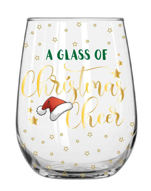 Assorted Stemless Christmas Wine Glasses