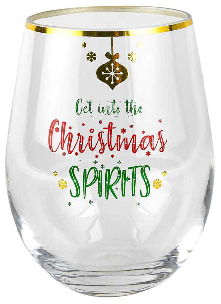 Assorted Stemless Christmas Wine Glasses