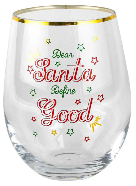 Assorted Stemless Christmas Wine Glasses