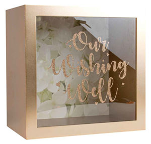 Our Wishing Well/Money Box, Rose Gold with Floral interior pattern