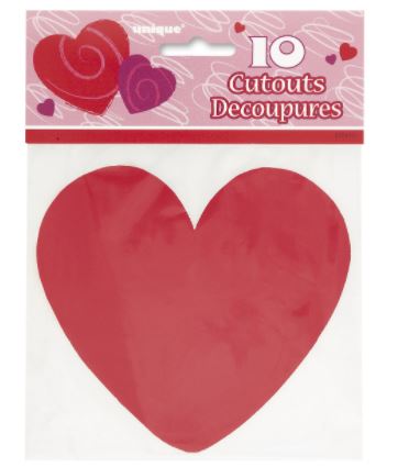 10 Mini Red Love Heart Cut Outs