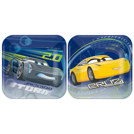 Cars 3 Square Plates 8 Pack 17cm