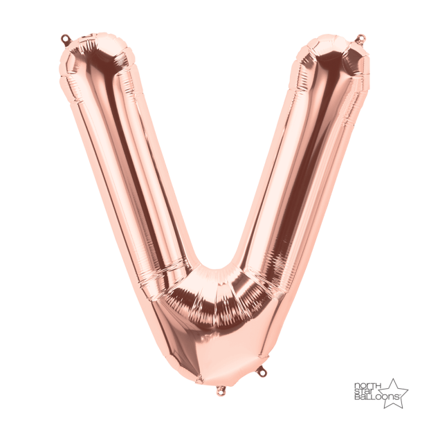 34" Rose Gold Foil Letter V
