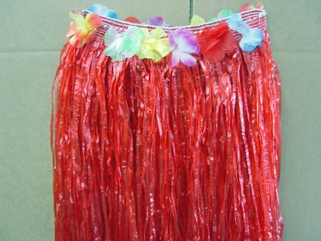 Grass Skirt Long 80cm Red