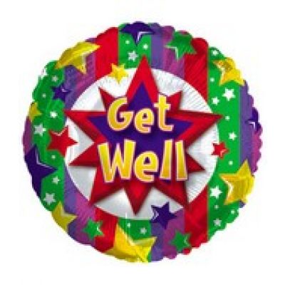 18" Foil Balloon Get Well Bright Stars