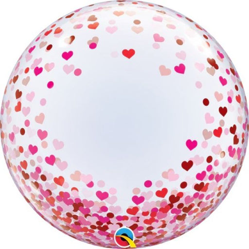 Red & Pink Confetti Hearts Bubble Balloon 22"/56cm