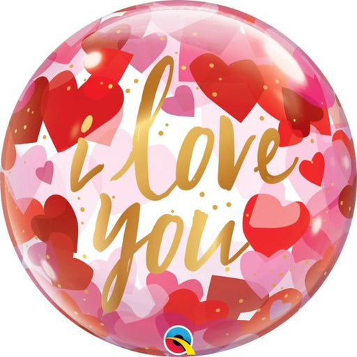 I love You Red & Pink & Red Hearts Bubble Balloon 56cm