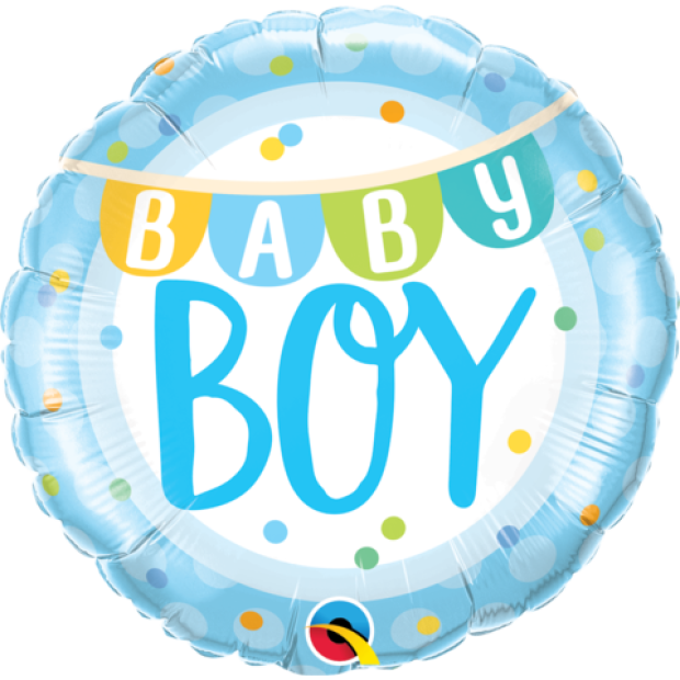 18" Foil Balloon Baby Boy Banner & Dots