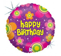 Pink/Yellow Happy Birthday Foil Balloon 36''/46cm