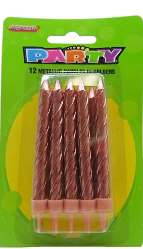 Candles Rose Gold Metallic 12 Pack