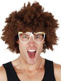 Red Fro Curly Brown Wig