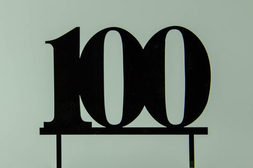 Number 100 Black Acrylic  Cake Topper