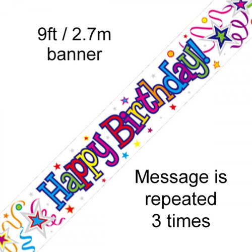 Happy Birthday  Stars  Foil Banner 2.6m