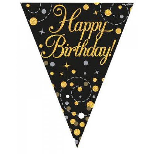 Sparkling Fizz Black and Gold Flag Bunting