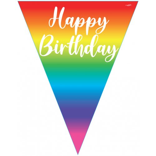 Rainbow Happy Birthday Flag Bunting 3.9m