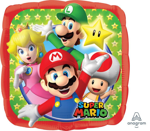 Square Super Mario Foil Balloon 18''/43cm