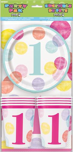 Pink Dots 1st Birthday Party Pack