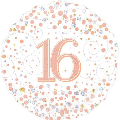 Aged Sparkling Fizz Birthday White and Rose Gold 45cm Foil Balloon