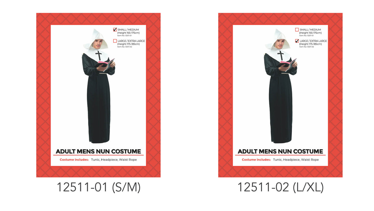 Adult Men's Nun Costume Small/Medium