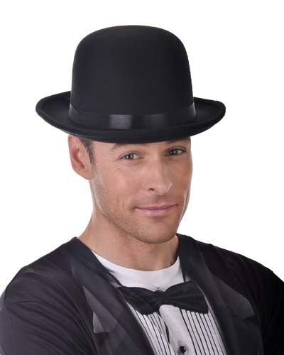 Bowler Hat Deluxe Black with Elastic Inner