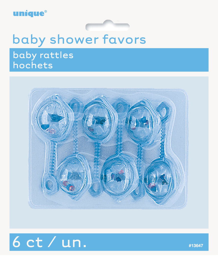 Baby Rattles Blue Pack Of 6 — Red Fox Party Supplies